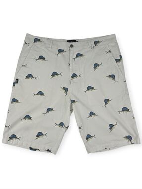 Stussy Chino Shorts Men's Size 34 White/ Marlin Fisfh Pattern
